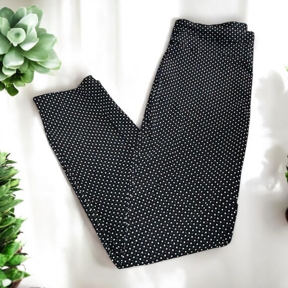 Joe B By Joe Benbasset Polka Dot Pull On Pants Sz L Black White Stretch Career - Picture 1 of 6
